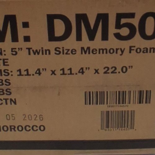BRICK ATTIC FIRM MEMORY FOAM MATTRESSES FOR COOLING SLEEP AND PRESSURE RELIEF - TWIN - 5" - WHITE (MODEL: DM505-T) image 2