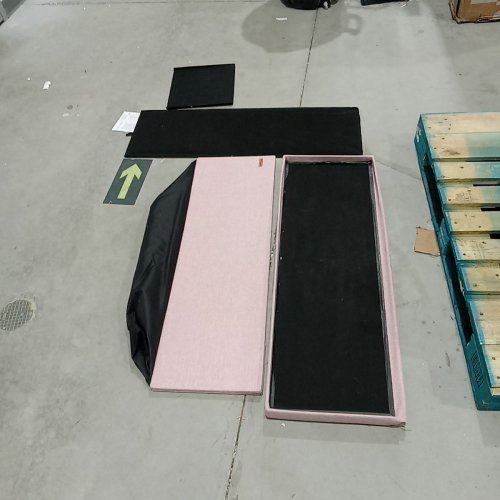 SONGMICS FOLDING STORAGE OTTOMAN BENCH PADDED SEAT - 43" X 14" X 15" - PINK (MODEL:LSF077RR11V1) image 3