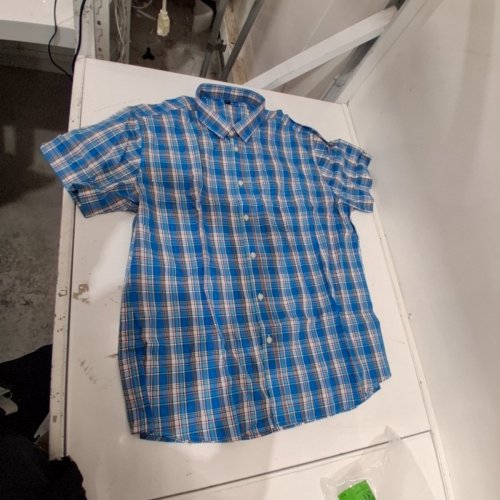 PLAID SHORT SLEEVE BUTTON-UP SHIRT - EU 195/US SIZE 2XL - BLUE image 2