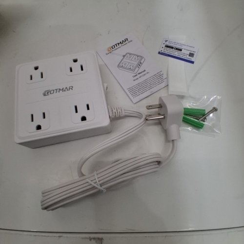 GOTMAR FLAT PLUG POWER BAR WITH USB C - 5FT - WHITE (MODEL: WT-2301-PL) image 3