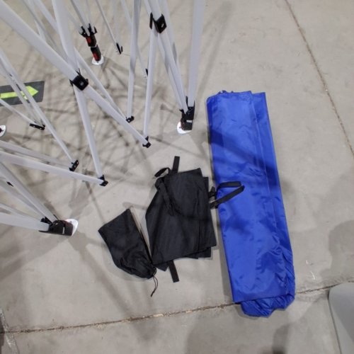 GOUTIME MARQUEE EASY POP-UP CANOPY TENT GAZEBO, PORTABLE SHELTER W/ CARRY BAG & WEIGHT BAGS - 10FT X 10FT - BLUE (MODEL: SW-9769BU) image 3