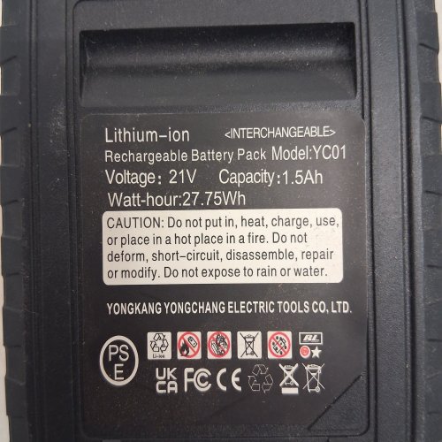 DAYPLUS LITHIUM-ION RECHARGEABLE BATTERY - 21V - 1.5 AH - BLACK / ORANGE (MODEL: YC01) image 2