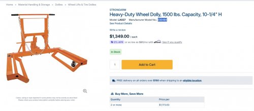 STRONGARM HEAVY DUTY WHEEL DOLLY WITH A 1500LB CAPACITY - ORANGE (MODEL: 224/030484) image 2