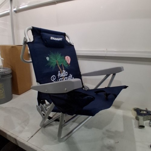 ENAVANT OVERSIZED BACKPACK BEACH CHAIR - 5 RECLINING POSITIONS - BLUE/"HELLO SUMMER" (MODEL: ENT-1168B) image 2