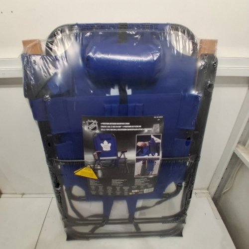 NHL TORONTO MAPLE LEAF FOLDING BACKPACK CHAIR WITH A SIDE HANGING STORAGE POUCH/CUP HOLDER - 300LBS MAX - BLUE/WHITE (MODEL: 2032824) image 2