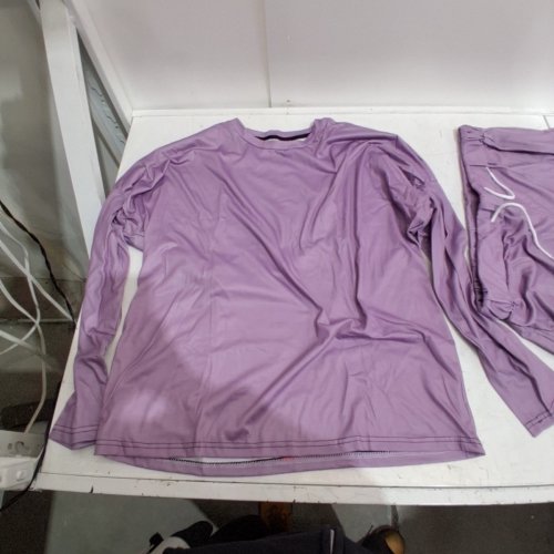 2PC WOMENS LONG SLEEVE PAJAMA SET - XL - PURPLE image 3