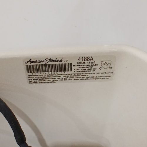 AMERICAN STANDARD CADET PRO SINGLE-FLUSH TOILET TANK - BONE - (MODEL: 4188A) image 4
