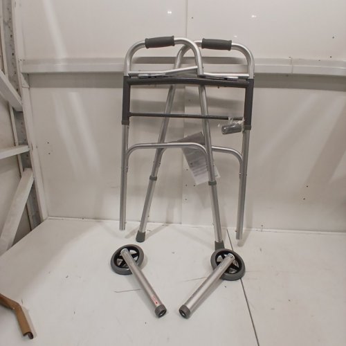 GUARDIAN TWO BUTTON FOLDING WALKER WITH 5" WHEELS - SILVER (ITEM: MDS86410W54H) image 3