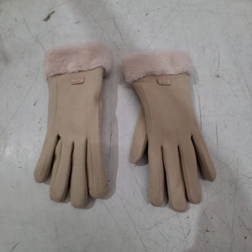 WOMEN'S FASHION GLOVE FUZZY CUFF GLOVES WITH TOUCHSCREEN FINGER PAD - OSFM - LIGHT PINK / BEIGE image 2