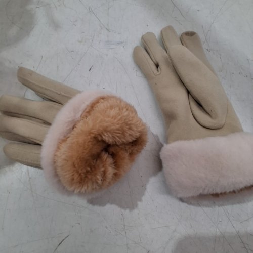 WOMEN'S FASHION GLOVE FUZZY CUFF GLOVES WITH TOUCHSCREEN FINGER PAD - OSFM - LIGHT PINK / BEIGE image 6