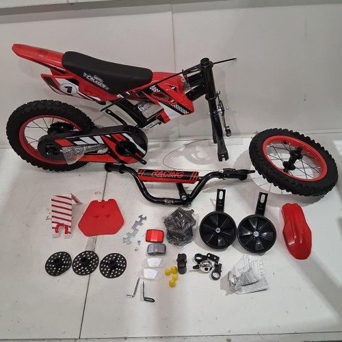 KIDS XTREME MOTOR BIKE THEMED KIDS TODDLER BIKE WITH TRAINING WHEELS, CHILDREN BICYCLE - FOR AGES 2-5 YEARS - 12" - RED/BLACK/WHITE (MODEL: CPBK809BKRD12) image 2
