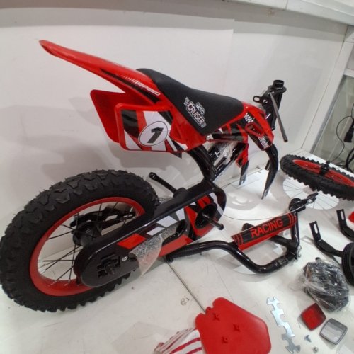 KIDS XTREME MOTOR BIKE THEMED KIDS TODDLER BIKE WITH TRAINING WHEELS, CHILDREN BICYCLE - FOR AGES 2-5 YEARS - 12" - RED/BLACK/WHITE (MODEL: CPBK809BKRD12) image 4