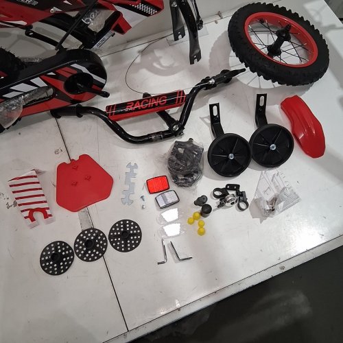 KIDS XTREME MOTOR BIKE THEMED KIDS TODDLER BIKE WITH TRAINING WHEELS, CHILDREN BICYCLE - FOR AGES 2-5 YEARS - 12" - RED/BLACK/WHITE (MODEL: CPBK809BKRD12) image 7