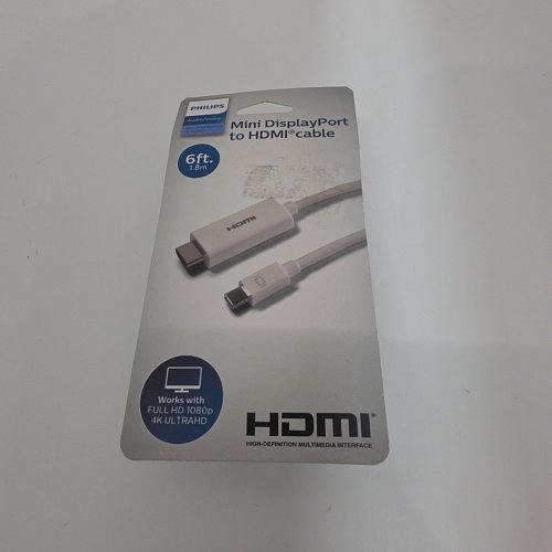 PHILIPS MINI DISPLAYPORT TO HDMI CABLE - 1080P FHD, 4K UHD @ 30HZ - 6FT - WHITE (MODEL: SWV2442N/27) image 2