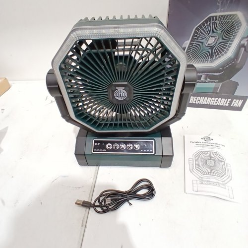 ORTEEN PORTABLE RECHARGEABLE FAN WITH LIGHT - 9" - 24000MAH - BLACK image 3