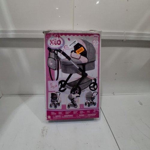 BAYER DESIGN - DOLLS PRAM XEO - ADJUSTABLE REVERSIBLE HANDLE BABY STROLLER FOR DOLLS WITH BAG - GREY/PINK (MODEL: 17033AA) image 5