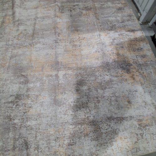 ABSTRACT DISTRESSED AREA RUG - 8Ft 2" x 7FT 9" - BEIGE AND GReY image 2