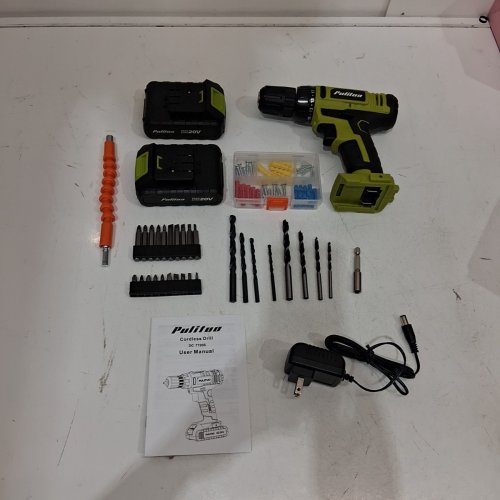 PULITUO BATTERY POWERED CORDLESS DRILL KIT WITH LED LIGHT - GREEN (MODEL: DC7720S) image 3
