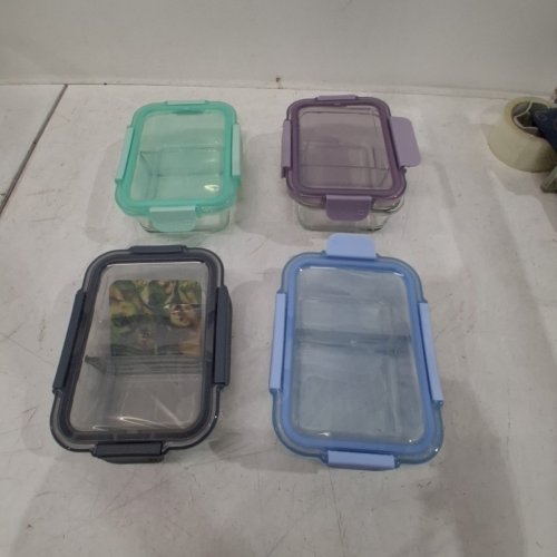 8PC ELLO COLOUR LOCK DIVIDED GLASS MEAL PREP SET - 800ML - MULTICOLOUR (MODEL: 1901809) image 2