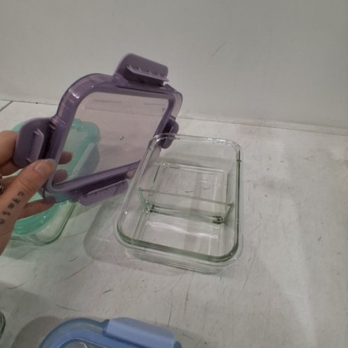 8PC ELLO COLOUR LOCK DIVIDED GLASS MEAL PREP SET - 800ML - MULTICOLOUR (MODEL: 1901809) image 3
