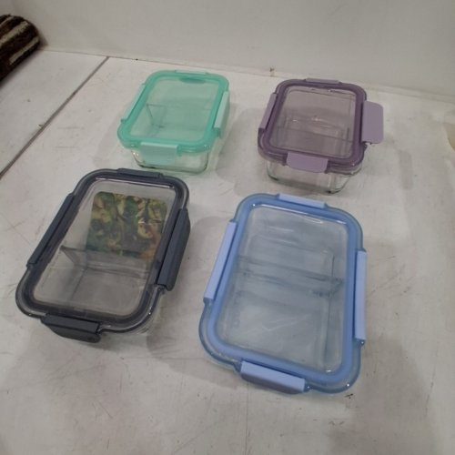 8PC ELLO COLOUR LOCK DIVIDED GLASS MEAL PREP SET - 800ML - MULTICOLOUR (MODEL: 1901809) image 4