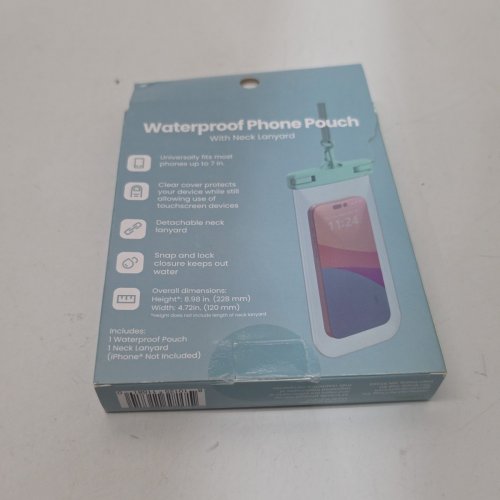 GEMS WATERPROOF PHONE POUCH WITH NECK LANYARD - FOR PHONES UP TO 7" - TEAL (MODEL: 080-17-9039) image 3