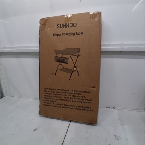SUNHOO PORTABLE FOLDING DIAPER CHANGING TABLE WITH WHEELS & STORAGE - GREY image 3