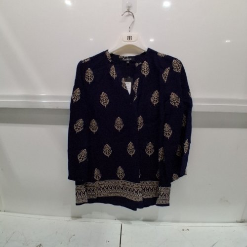 WOMEN'S BARILOCHE EMBROIDERED PILL-OVER SHIRT - SMALL / MEDIUM - 38 - NAVY / BEIGE (STYLE : ALCONABA) image 2