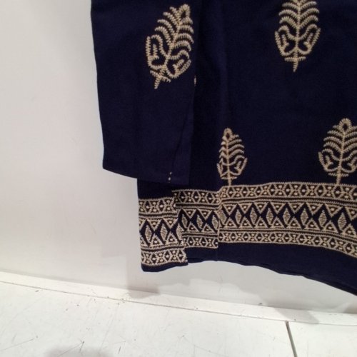 WOMEN'S BARILOCHE EMBROIDERED PILL-OVER SHIRT - SMALL / MEDIUM - 38 - NAVY / BEIGE (STYLE : ALCONABA) image 3