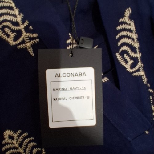 WOMEN'S BARILOCHE EMBROIDERED PILL-OVER SHIRT - SMALL / MEDIUM - 38 - NAVY / BEIGE (STYLE : ALCONABA) image 6