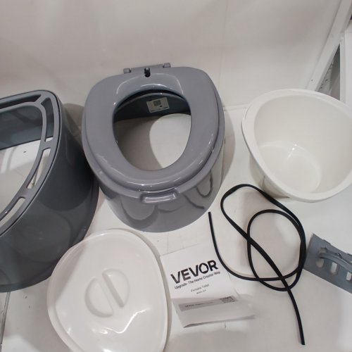PORTABLE CAMPING TOILET WITH REMOVABLE TOILET PAPER HOLDER - 5L - GREY (MODEL: QJK CAPACITY 5L) image 3