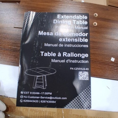 EXTENDABLE OVAL DINING TABLE - 43" - 59.1"- BROWN (MODEL: FK-CZV31LS-43BN) image 8
