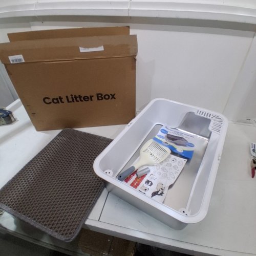 STAINLESS STEEL CAT LITTER BOX - 24" X 16" - 36L - WHITE image 3
