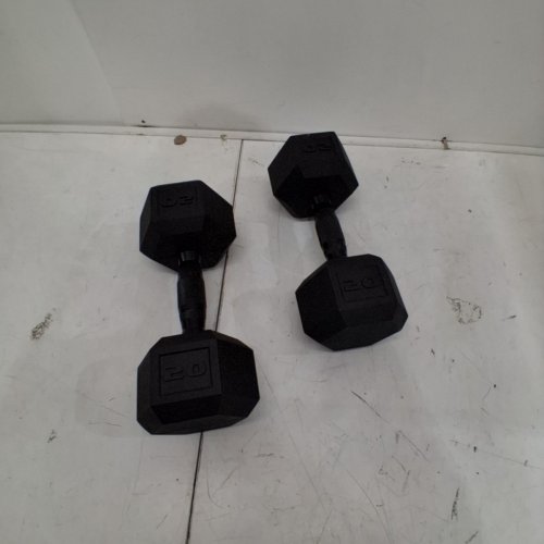 2PK CAP BARBELL HANDLE HEX DUMBBELL - 20LBS - BLACK (MODEL: SDRBIS-020) image 2