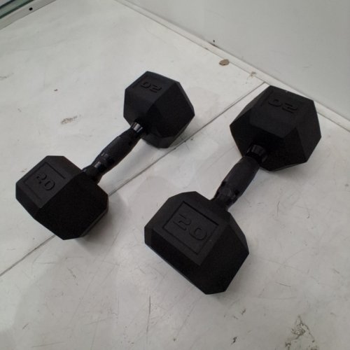 2PK CAP BARBELL HANDLE HEX DUMBBELL - 20LBS - BLACK (MODEL: SDRBIS-020) image 3