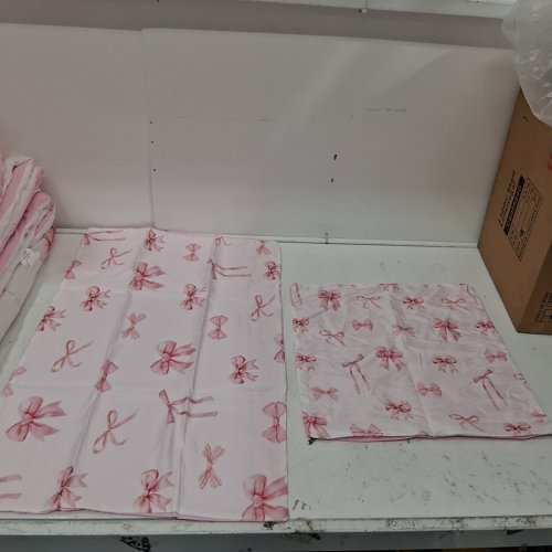 7PC EROSEBRIDAL CUTE BOW BEDDING SET - TWIN - PINK/WHITE image 3