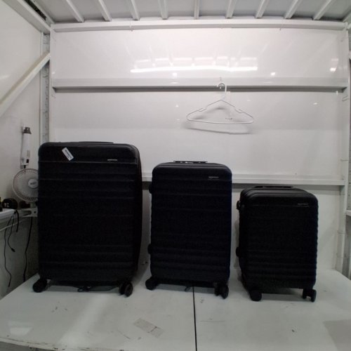 3PC AMAZONBASICS HARDSIDE LUGGAGE SPINNER SET (SMALL 20" , MEDIUM 24" , LARGE 28") - BLACK image 2