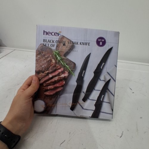 8PK HECEF ULTRA SHARP OXIDE STEAK KNIFE SET - BLACK image 3