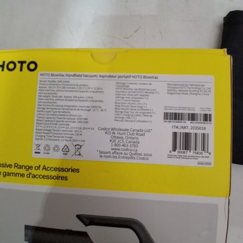 HOTO BLOWVAC HANDHELD VACUUM WITH ACCESSORIES - BLACK (MODEL: 2035018) image 3