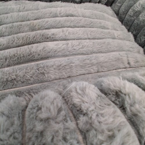 RIBBED PLUSH PET SOFA BED WITH SOFT PADDING - 26" X 20", WASHABLE - GREY image 4