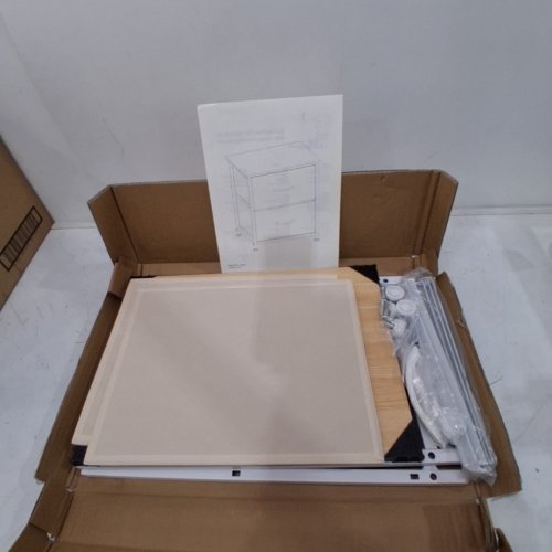 SOMDOT BEDSIDE TABLE WITH 2 FABRIC DRAWERS - GREY\WOOD image 3