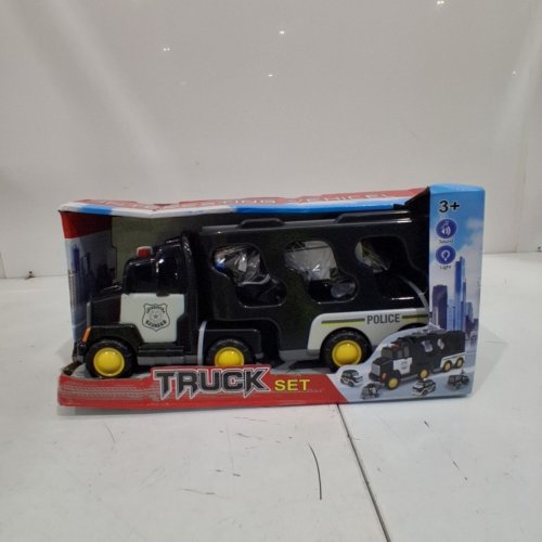 5PC POLICE TRUCK TOY SET - BLACK/WHITE/YELLOW (MODEL: 661-28F) image 2