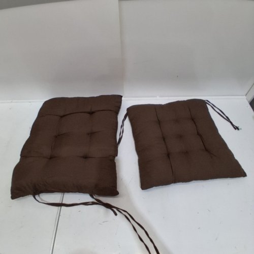 2PC TWILL SQUARE CHAIR CUSHION - 16" X 19" / 16" X 16" - BROWN image 2