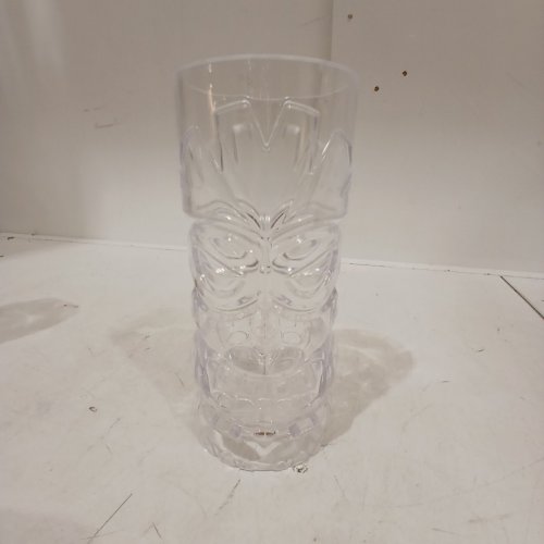 4PK PLASTIC TIKI DRINKING CUPS, HAWAIIAN THEME PARTY CUPS - 17 OZ - CLEAR image 2
