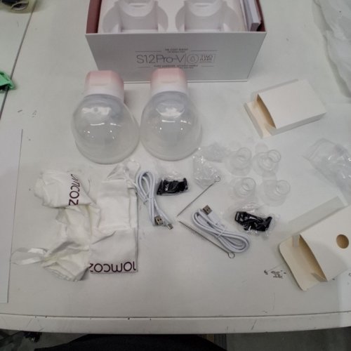 MOMCOZY DOUBLE WEARABLE HANDS FREE BREAST PUMPS - WHITE/PINK (MODEL: S12 PRO-V) image 5