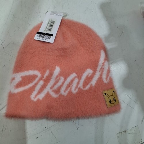 POKEMON PIKACHU FUZZY BEANIE - CORAL PINK- OSFM image 2