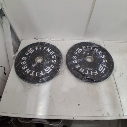 2PK HI-TEMP EXERCISE BUMPER PLATES -10LB - SPECLED WHITE image 2