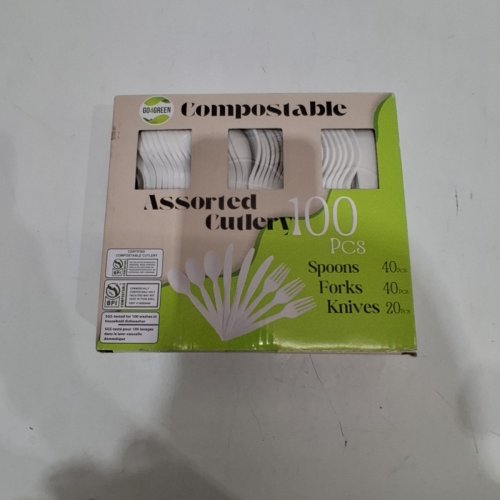 100PC GO4GREEN ASSORTED COMPOSTABLE CUTLERY - WHITE image 2