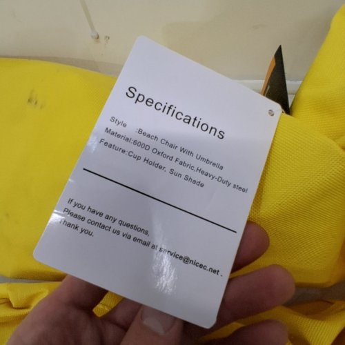2PC NICEC HEAVY DUTY PORTABLE BEACH CHAIR WITH CUPHOLDER AND UMBRELLA - YELLOW image 5