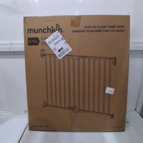 MUNCHKIN PUSH TO CLOSE BABY GATE FOR STAIRS WITH HARDWARE - FITS UP TO 45" WIDE - BLACK (MODEL: 46777001-SIOC/MK0001 REV4) image 3